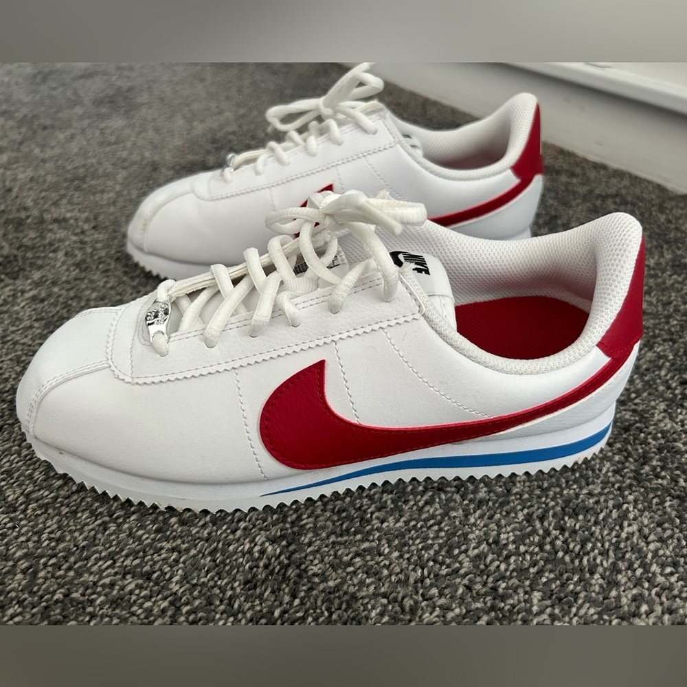 Youth Nike Cortez sneakers in red, white and blue